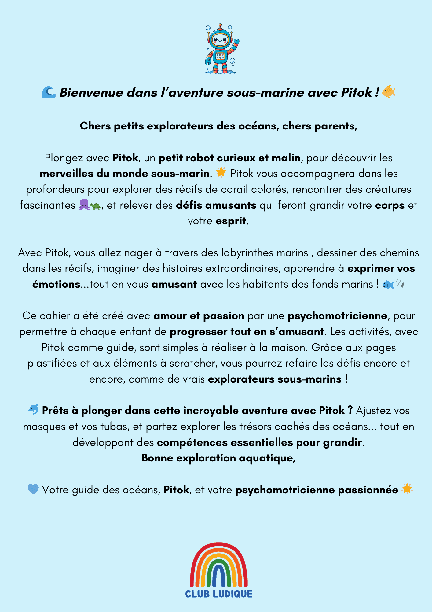 Livret Apprentissage Enfant (8 - 10 ans) - Exploration Sous - Marine 🐠 - Club Ludique